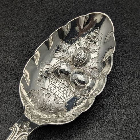 British Antique Silver Plate Berry Serving Spoon Pair